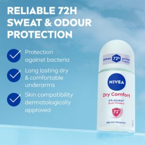 مام رول ضد تعریق 72 ساعته نیوا Nivea زنانه مدل درای کامفورت Dry comfort اصل