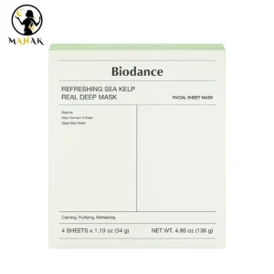 ماسک ورقه ای ضد جوش و کنترل چربی جلبک دریایی بایودنس biodance سبز مدل refreshing sea kelp اصل