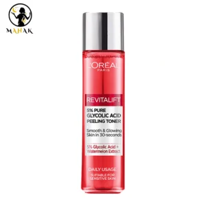 تونر لایه بردار روشن کننده و ضد لک گلیکولیک اسید 5٪ لورال Loreal Revitalift 5% Pure Glycolic Acid Peeling Toner