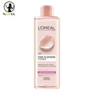 تونر صورتی گل رز لورال loreal fine flower toner پوست خشک و حساس